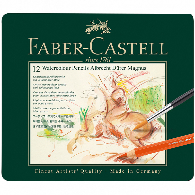 Набор карандашей акварельных Faber-castell "Albrecht Durer" 12 цв, размер XL, проф-ные в металле  