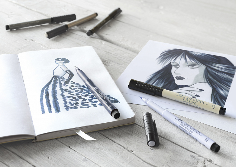 Набор ручек brush pen Faber-Castell "Pitt Artist Pen Soft Brush" 6 шт, оттенки серого