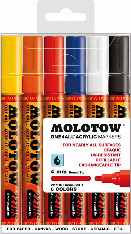 Набор маркеров Molotow "ONE4AL" 6 шт BBasic-Set1 4мм