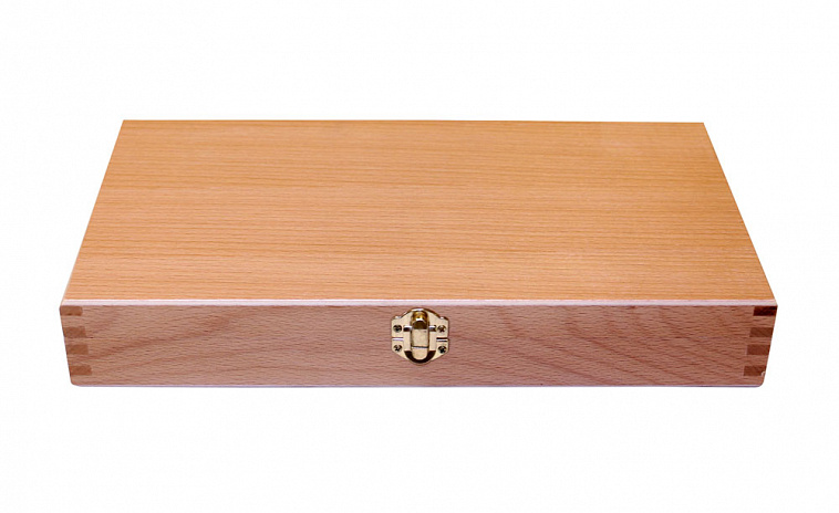 Ящик деревянный (вяз) с ячейками, палитрой  32х16х5,5 см