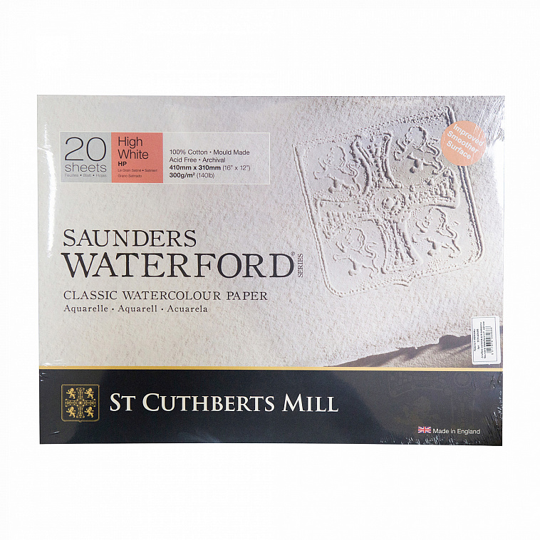 Альбом-склейка для акварели Saunders Waterford H.P. мелкое зерно 41х31 см 20 л 300 г белоснежный