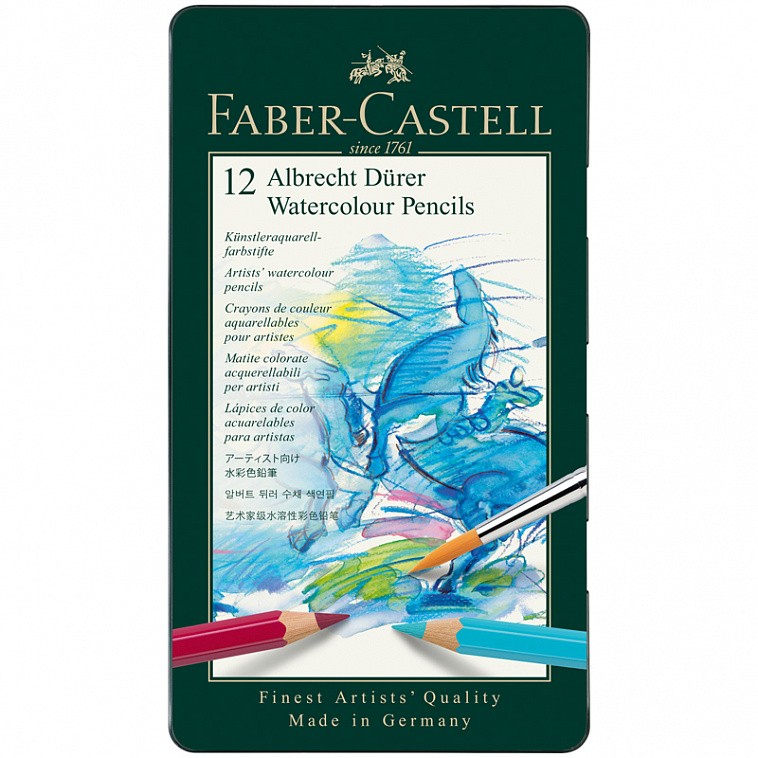 Набор цветных карандашей акварельных Faber-castell "Albrecht Durer" 12 цв проф-ные в металле