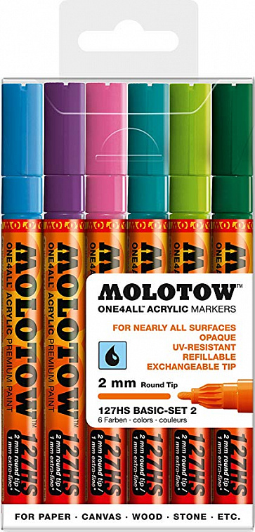 Набор маркеров Molotow "ONE4AL" 6 шт Basic-SET-II 2мм