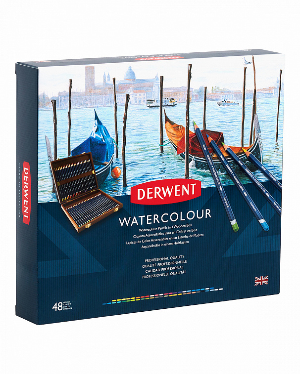 Набор цветных карандашей акварельных Derwent "Watercolour" 48 цв в дер кор