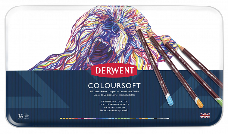 Набор карандашей цветных Derwent "Coloursoft" 36 цв в метал кор  