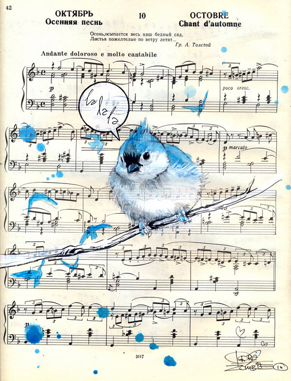 Постер Принт «Blue Bird Song» by Lora Zombie A3