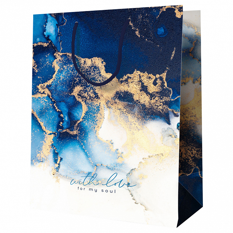Пакет подарочный MESHU "Мраморный стиль. Синий" 18*23*10 см, ламинированный