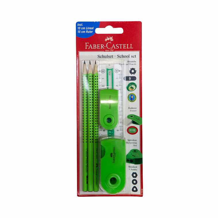 Набор специальный с карандашами Faber-castell "Grip 2001" 6 шт, зеленый, в блистере