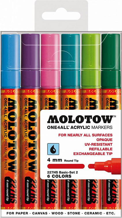 Набор маркеров Molotow "ONE4AL" 6 шт Basic-Set2 4мм