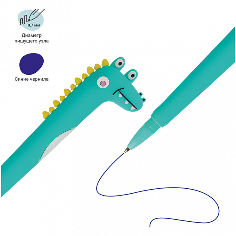 Ручка шариковая MESHU "Alligators" синяя, 0,7 мм, корпус ассорти