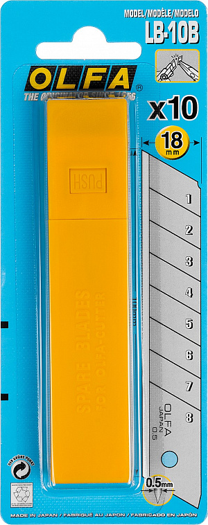 Лезвия OLFA сегментированные 18х100х0,5 мм 10 шт 