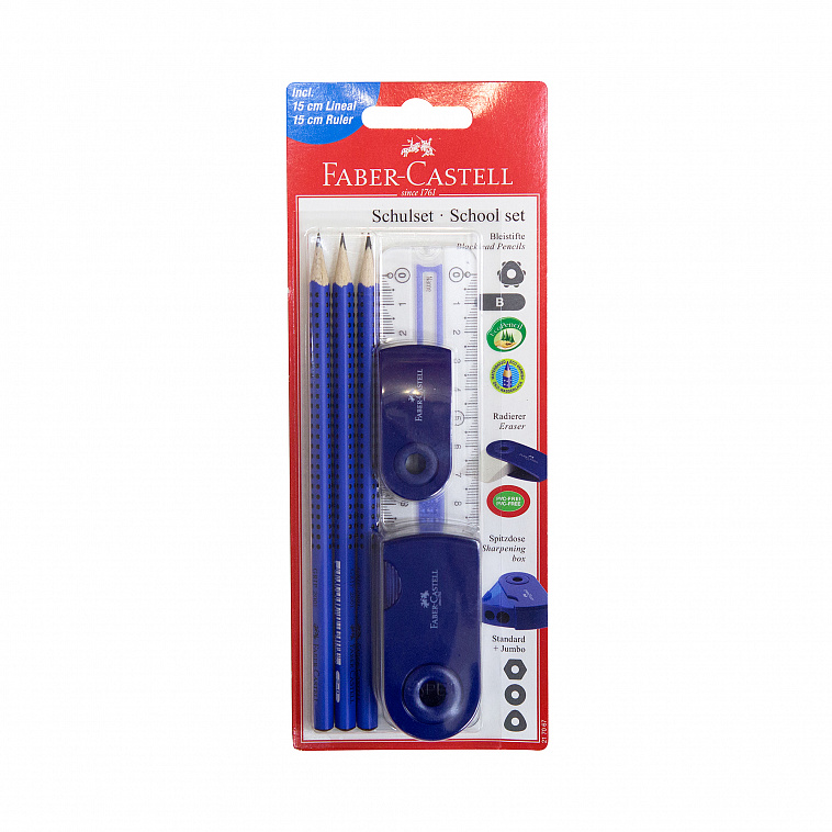 Набор специальный с карандашами Faber-castell "Grip 2001" 6 шт, синий, в блистере