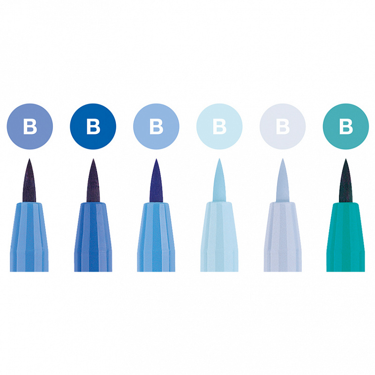 Набор маркеров профессиональных Faber-castell "Pitt artist pen" 6 цв (синие оттенки)