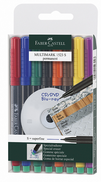 Набор маркеров перманентных Faber-castell 0,4 мм, 8 шт, в блистере