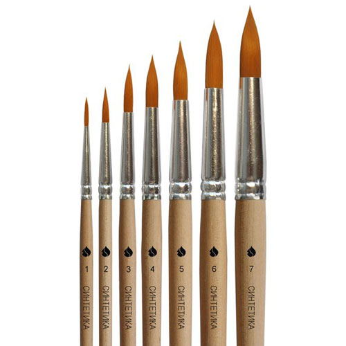 Кисть синтетика №4 круглая ЦТИ длинная ручка