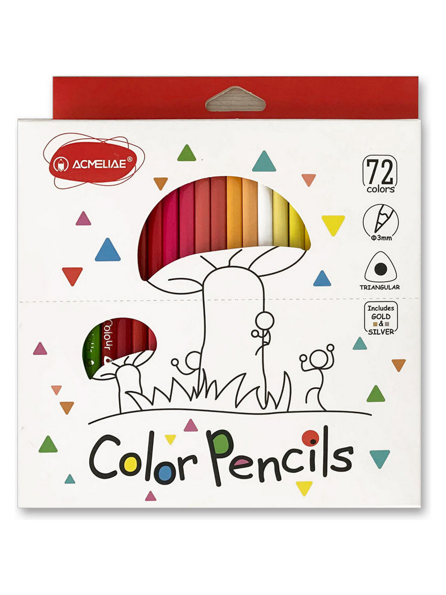 Набор карандашей цветных трехгранных Acmeliae 72 цв, в картонном футляре Acm-9402-72 - фото 4