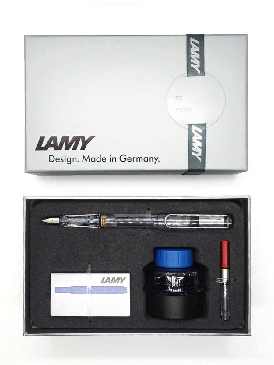 Набор ручка перьевая LAMY Vista, F корпус прозрачный+ картридж синий+ чернила син.+ конвертер ?Lamy-4000085/1608927 ?Lamy-4000085/1608927 - фото 1