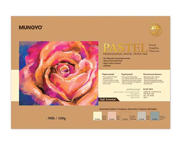 Альбом-склейка для пастели MUNGYO "Pastel" А4 30 л 160 г (5 цветов  х 6 листов)