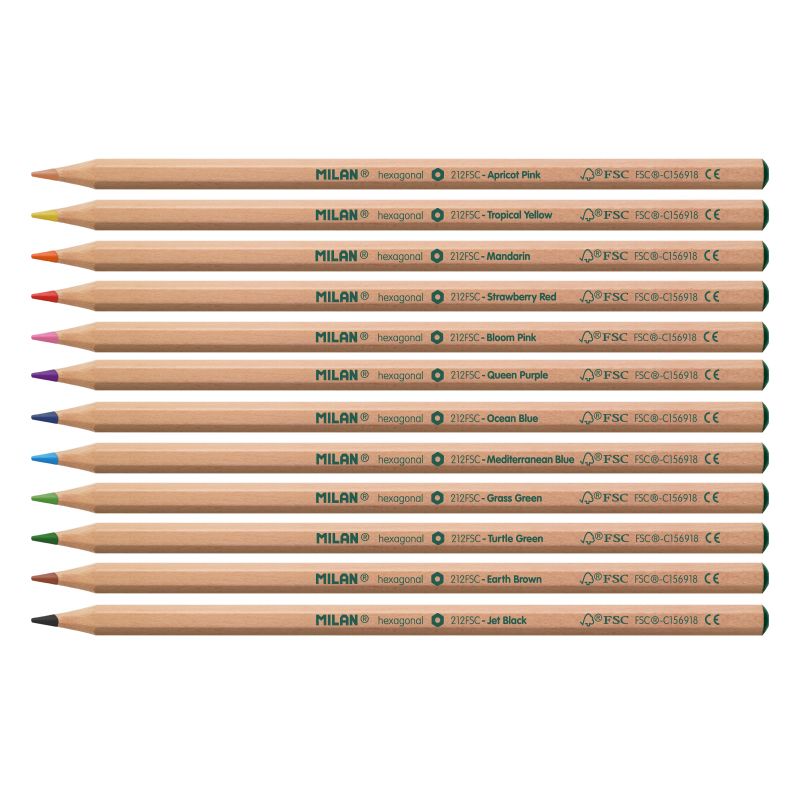 Набор цветных карандашей MILAN 12 цв, шестигранные, в картонной упаковке M-07221212FSC - фото 2
