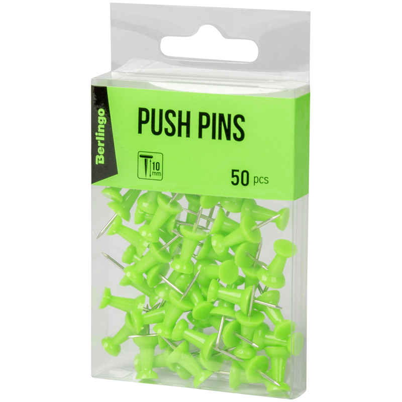 Кнопки силовые Berlingo, 50 шт., цветные, ПВХ упак., европодвес, зеленые кнопки силовые berlingo 50 шт металлизированные ассорти пластиковая упаковка