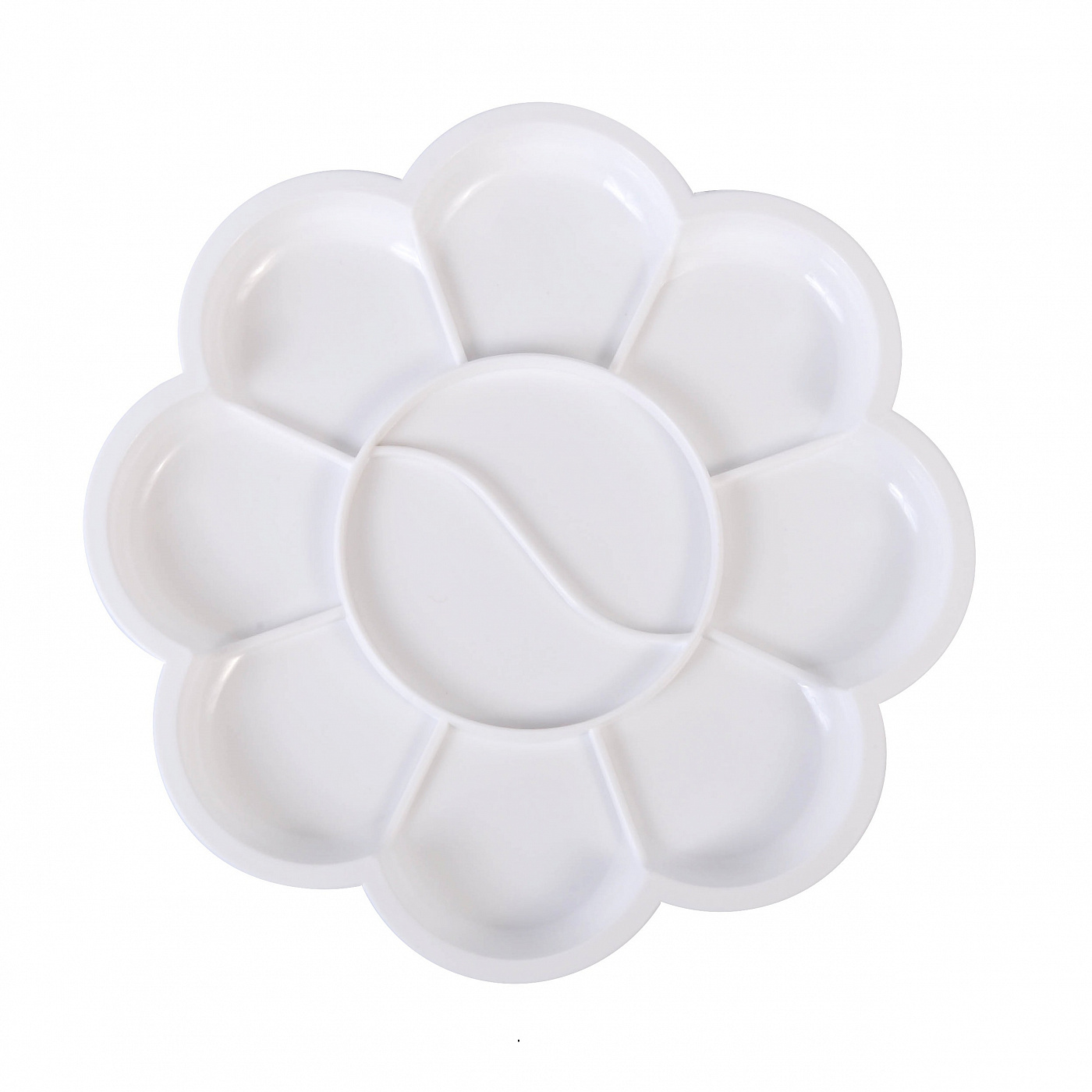Палитра пластиковая круглая форма-цветок ХоББитания, диам. 13,5 см, 10 углублений палитра для красок сердце прозр 10 шт