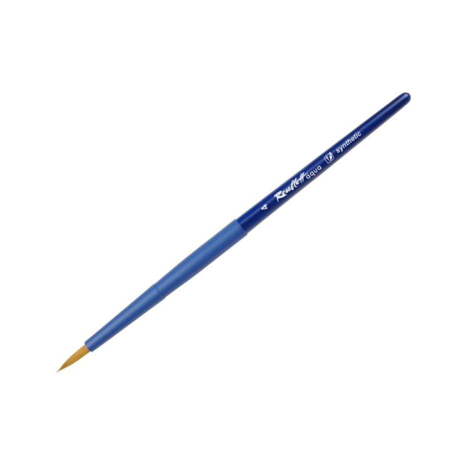 кисть синтетика круглая roubloff aqua blue ручка короткая синяя покрытие обоймы soft touch Кисть синтетика №4 круглая Roubloff 