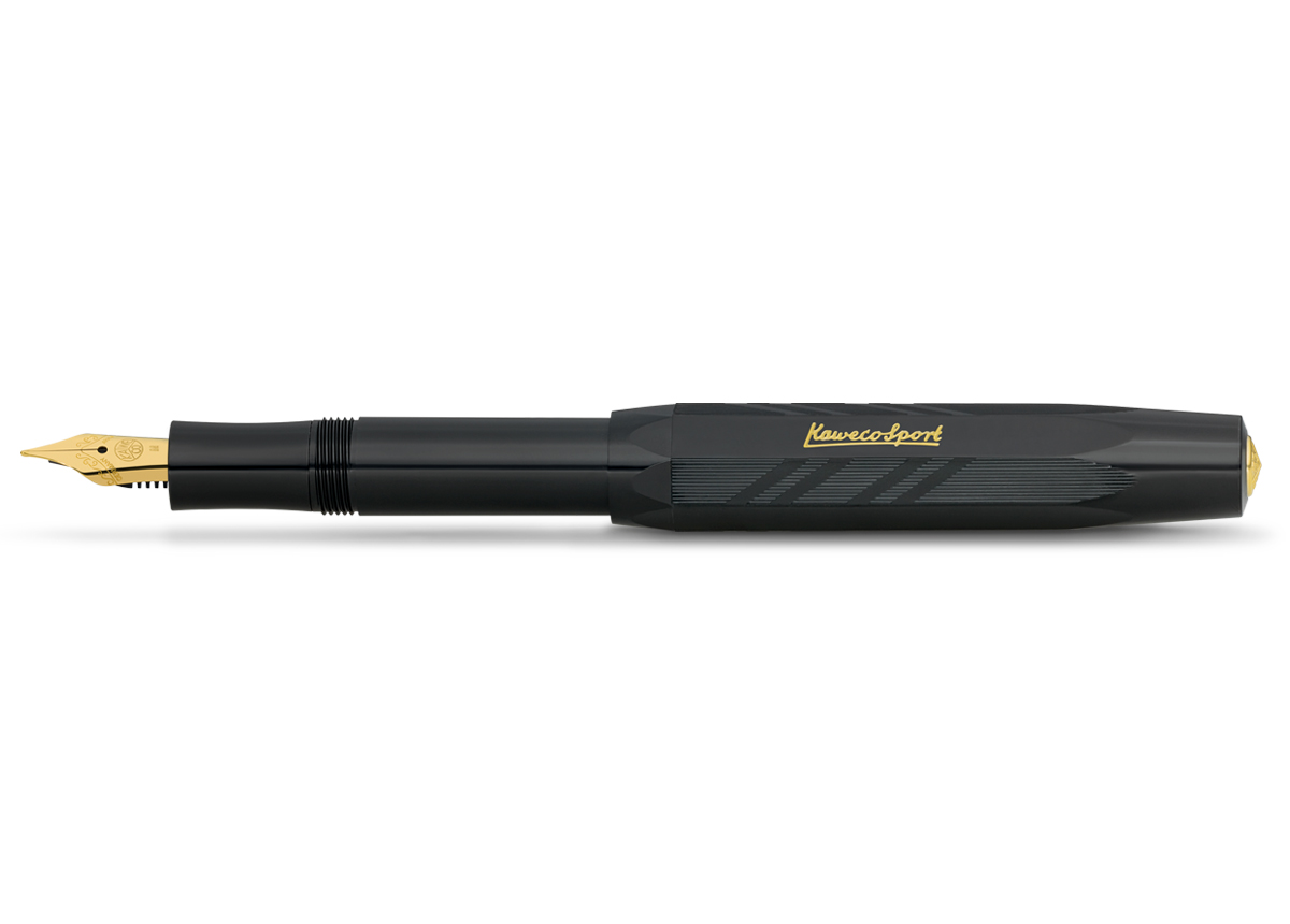 Ручка перьевая Kaweco CLASSIC Sport Guilloche F 0,7 мм, чернила синие, корпус черный KW10000063 - фото 1
