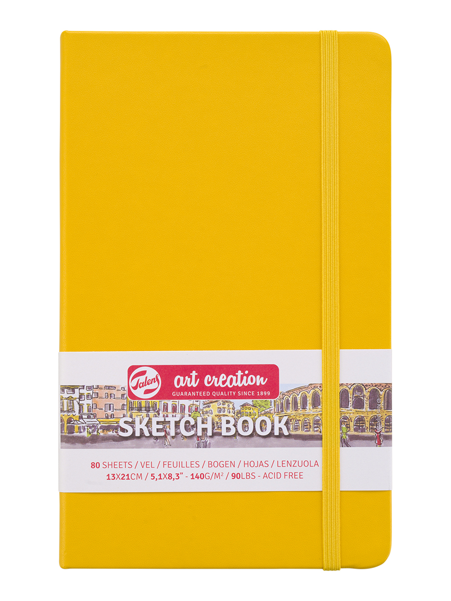 Блокнот для зарисовок Art Creation 13х21 см 80 л 140 г, твердая обложка, желтый блокнот на гибком переплете falafel books а5 white