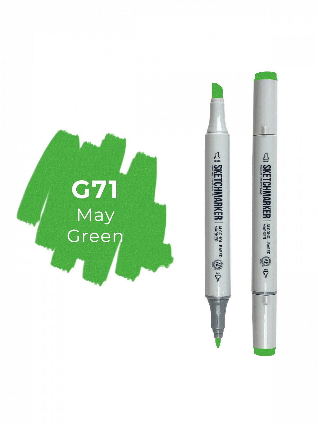 Маркер двухсторонний на спиртовой основе Sketchmarker Цвет Майский зеленый стержень шариковый 0 7 мм зеленый l 140мм на масляной основе прозрачный
