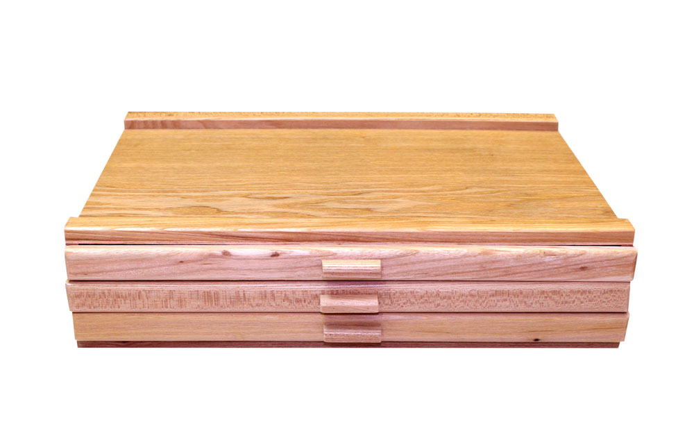 Ящик деревянный (вяз) с ячейками трехсекционный 40х24х7 см
