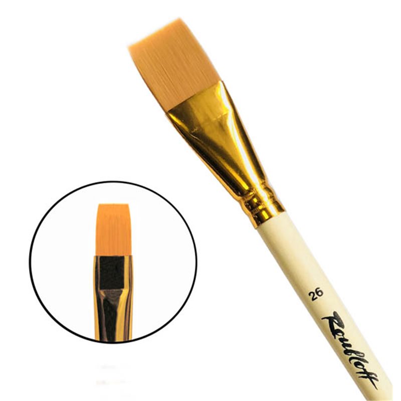 Кисть синтетика №26 плоская Roubloff "1322" длинная ручка п/лак
