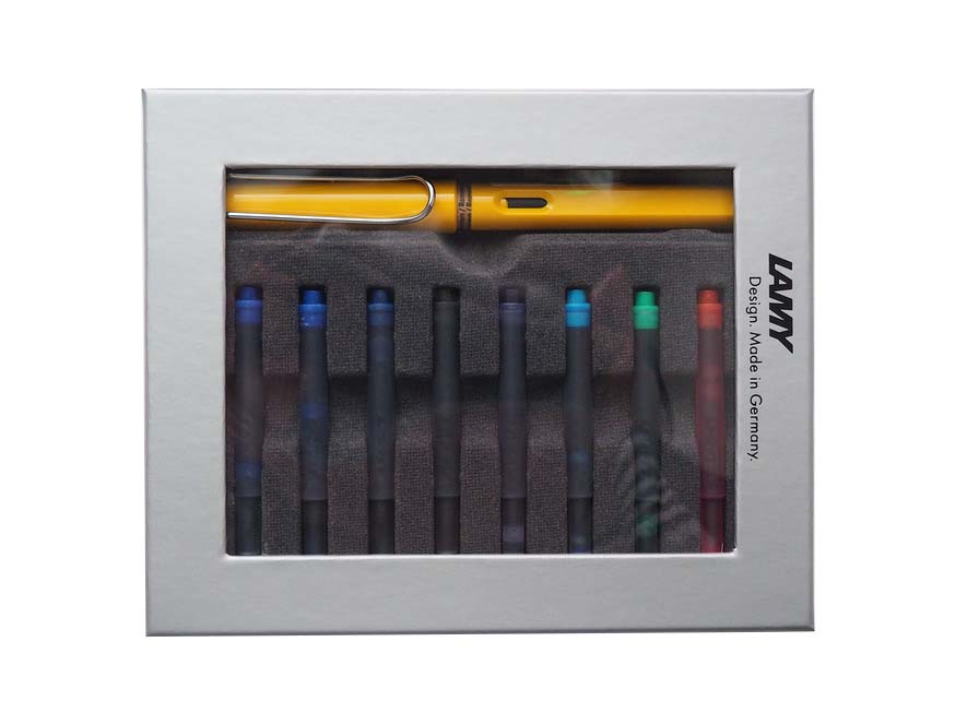 Набор ручка перьевая LAMY Safari, F корпус желтый+ картриджи ассорти 8 шт Lamy-4000214/k Lamy-4000214/k - фото 1