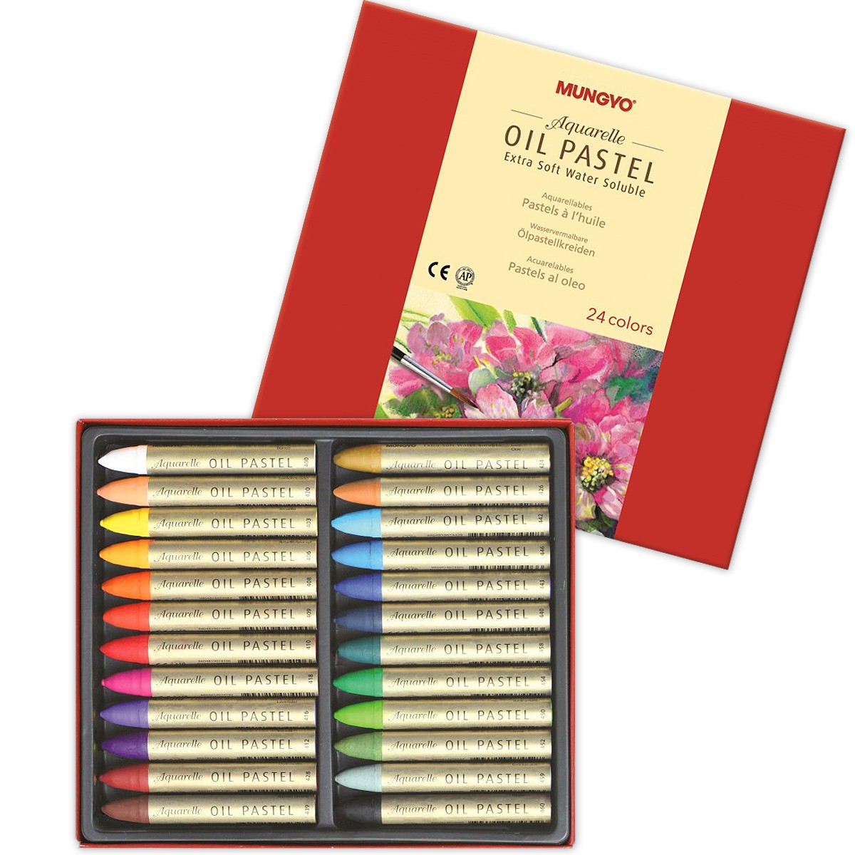 Набор водорастворимой масляной пастели Mungyo 24 цвета в картонной коробке набор масляной пастели mungyo mini 16 цв в картонной коробке