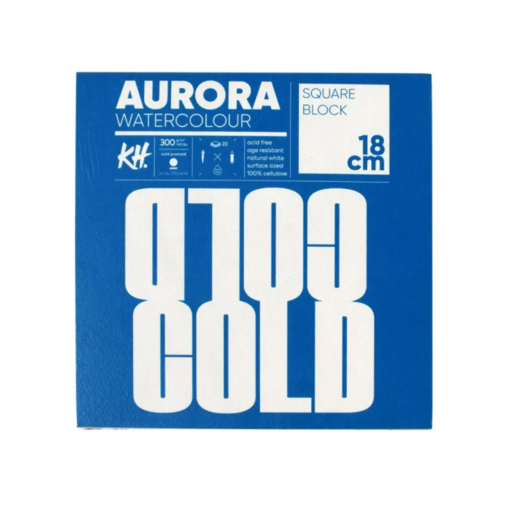 Альбом-склейка для акварели Aurora RAW Cold 18х18 см 20 л 300 г 100% целлюлоза