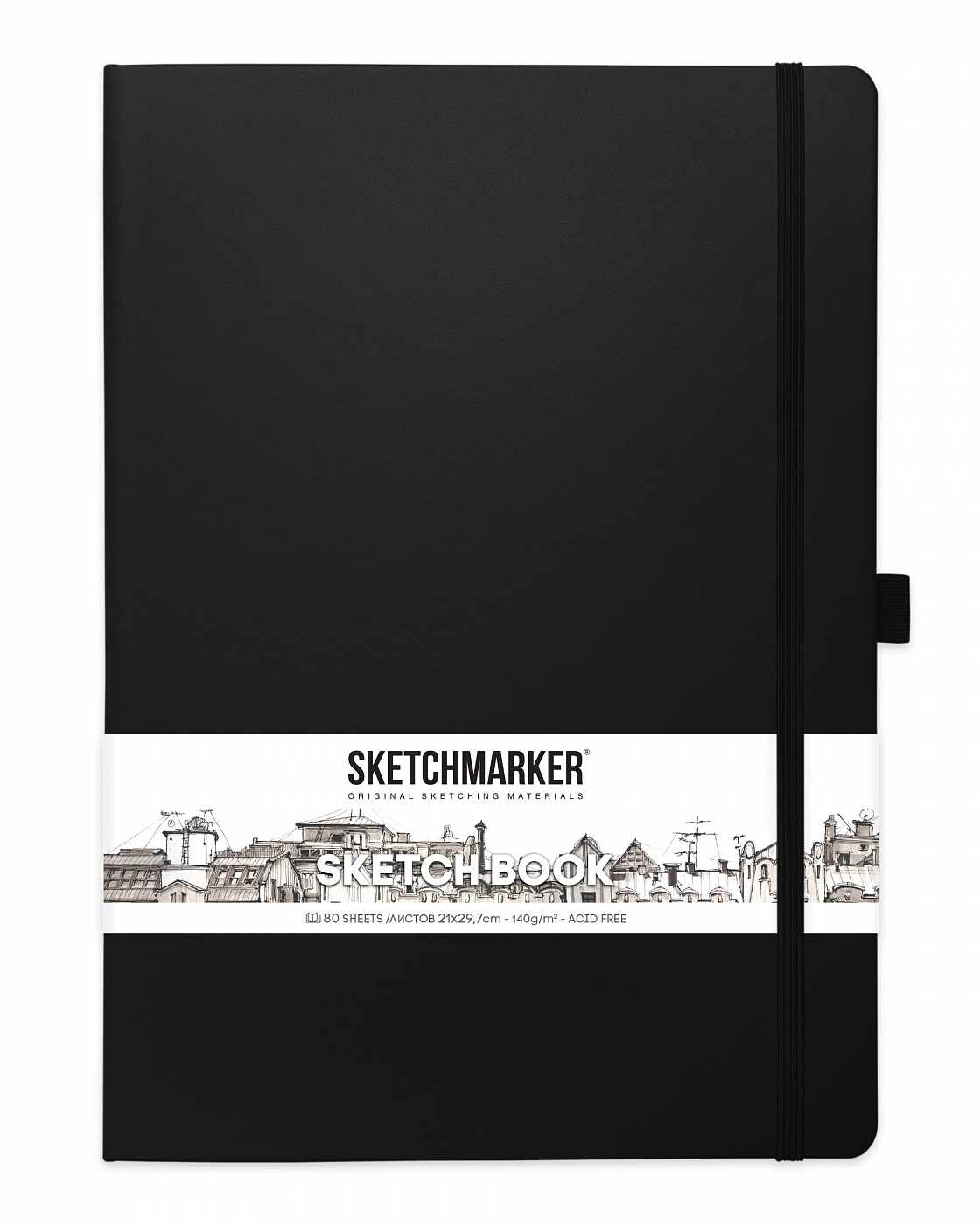 Блокнот для зарисовок Sketchmarker 21х29,7 см 80 л 140 г, твердая обложка Черный анкета в твердой обложке на замочке для настоящих девчонок а6 40 л
