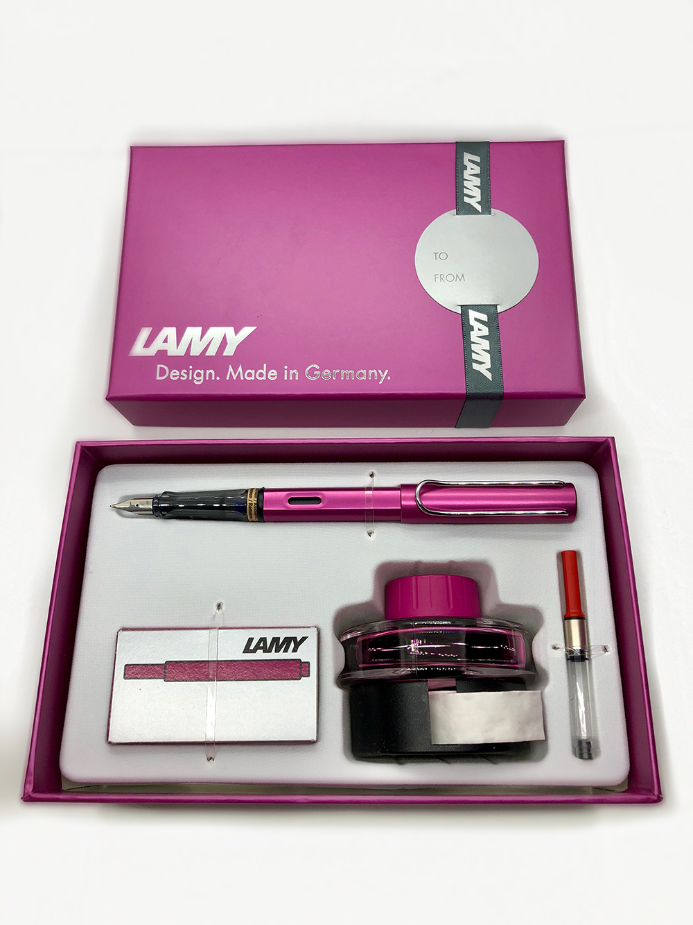 Набор ручка перьевая LAMY Al-star, F корпус ярко розовый+ картриджи розовые + чернила розовые Lamy-4032588/4032803 Lamy-4032588/4032803 - фото 1