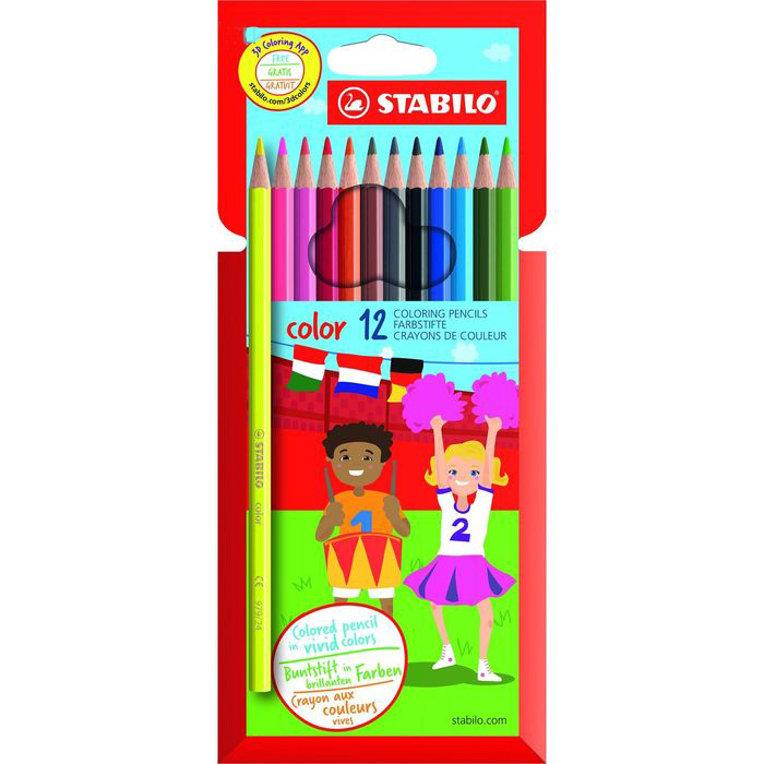Набор карандашей цветных Stabilo "Swano Color" 12 цв (10+2 флуо) в карт кор 