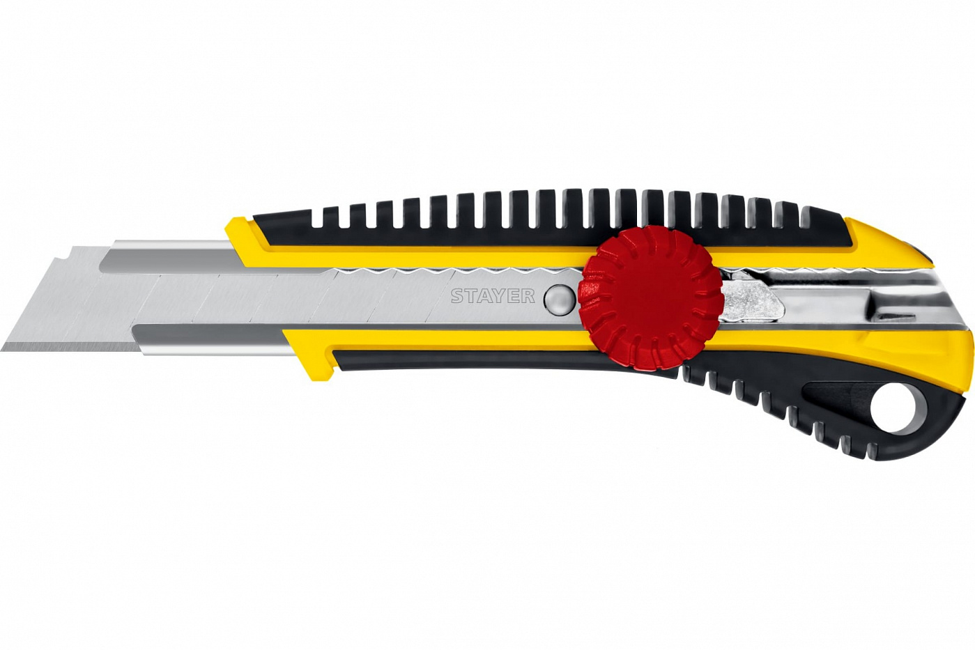 Нож с винтовым фиксатором Stayer KS-18, сегмент. лезвия 18 мм струбцина f образная быстрозажимная с фиксатором 150 мм ормис hardax 44 1 315