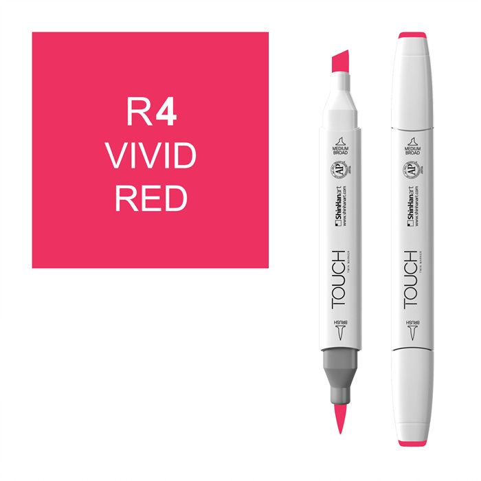 Маркер спиртовой BRUSH Touch Twin цв. R4 яркий красный маркер кисть акварельный koi блендер