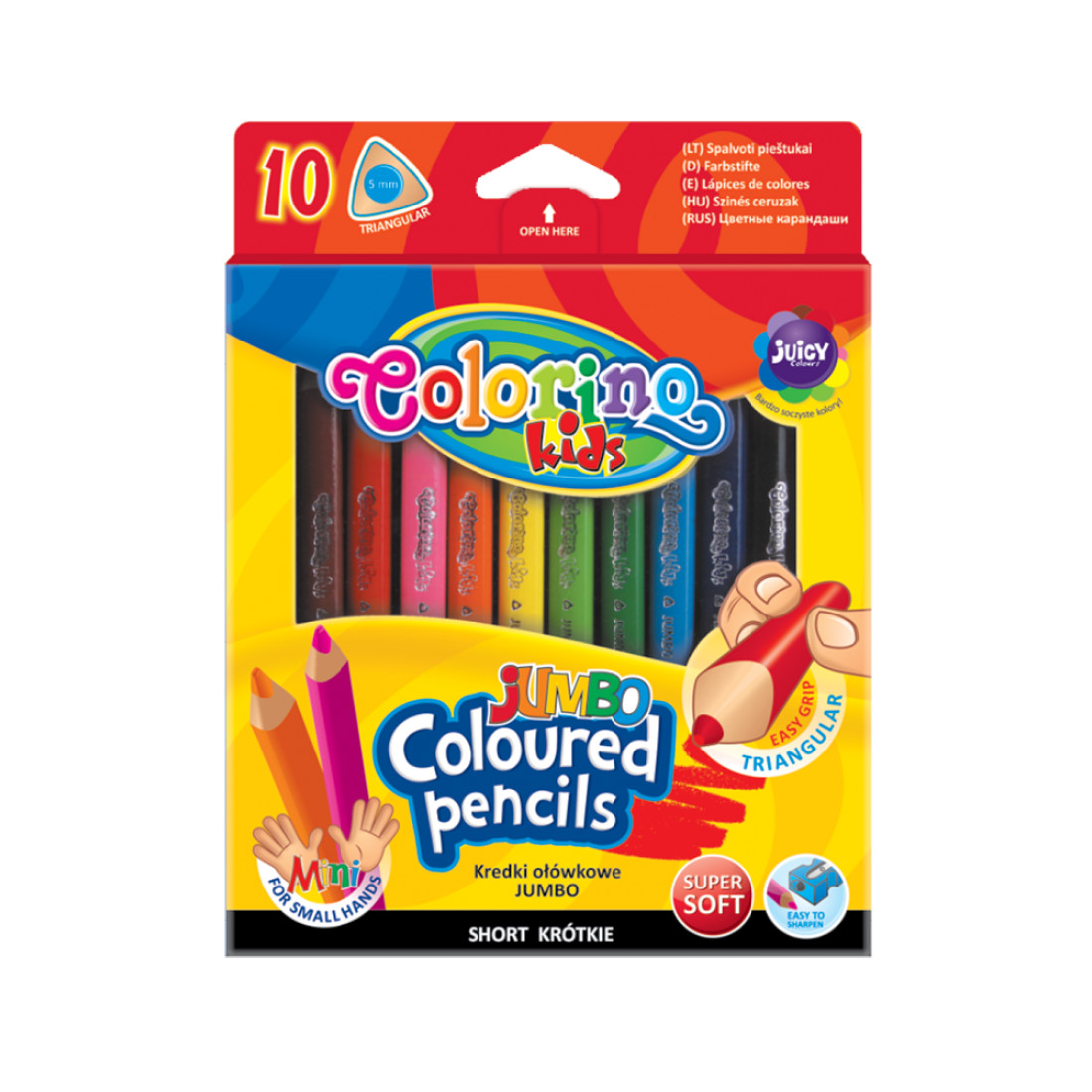 Набор карандашей цветных Colorino JUMBO mini, 10 цветов, с точилкой все самое лучшее для самых маленьких