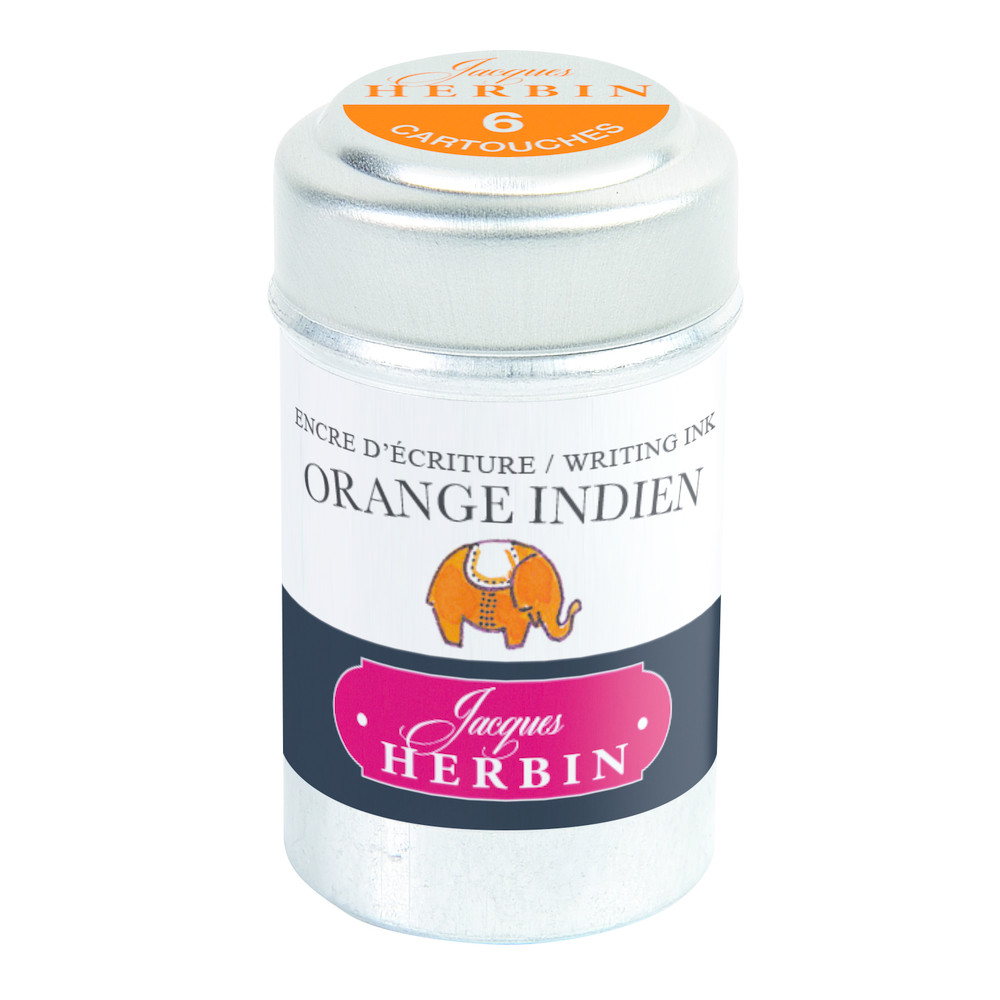 Набор картриджей для перьевой ручки Herbin, Orange indien Оранжевый, 6 шт