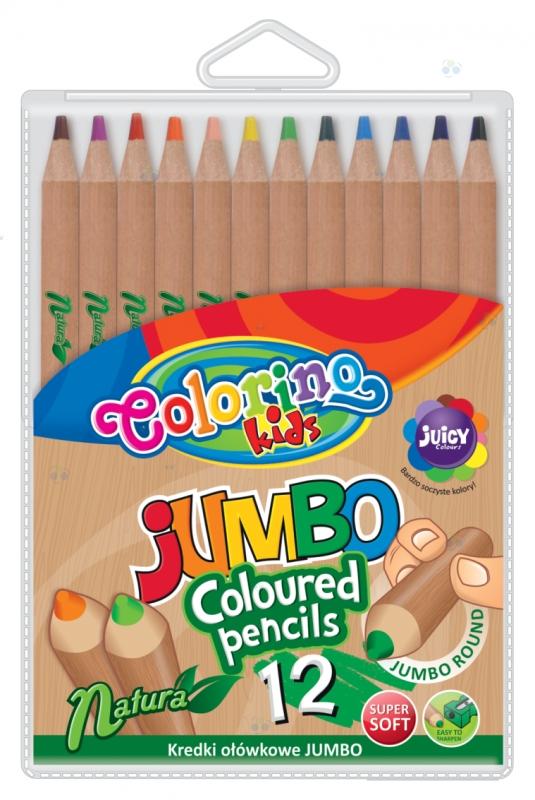 Набор карандашей цветные Colorino JUMBO 12 цветов, корпус нат. дерева, винил. сумка с европод. искусное рисование