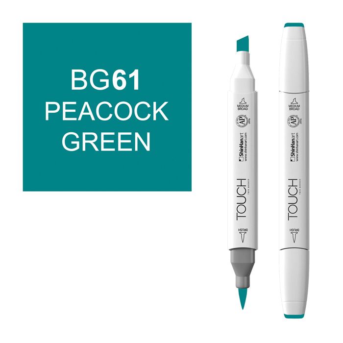Маркер спиртовой BRUSH Touch Twin цв. BG61 зеленый павлин маркер двухсторонний на спиртовой основе sketchmarker brush оливковый зеленый