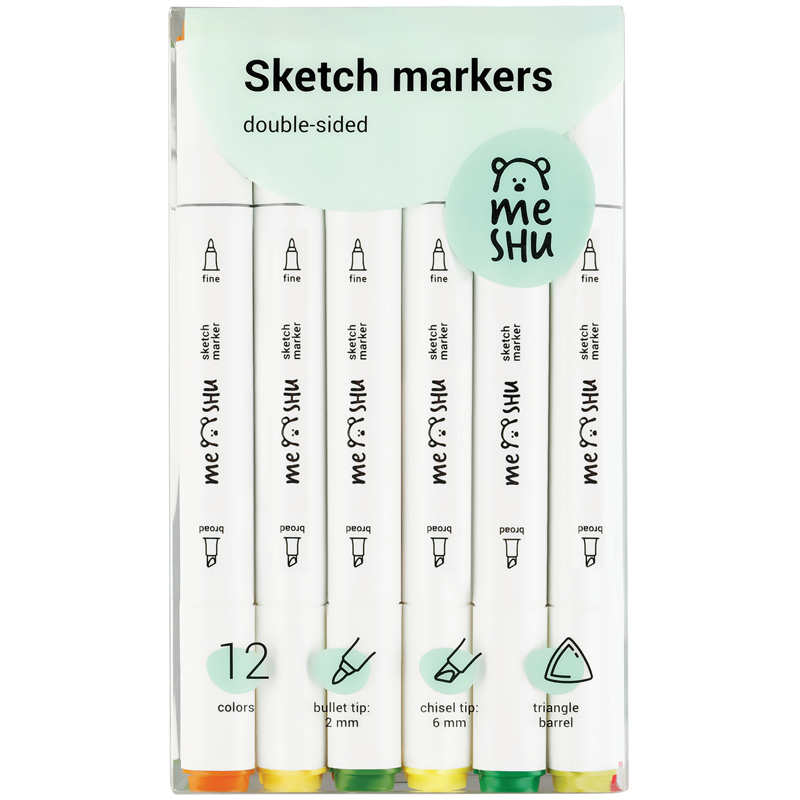 Набор маркеров для скетчинга MESHU 12 цв, осенние цвета набор для создания украшений брошь sunny days