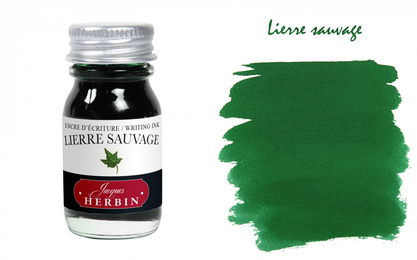 Чернила в банке Herbin, 10 мл, Lierre sauvage, Зеленый чернила ароматизированные в банке herbin 30 мл зеленый лимон