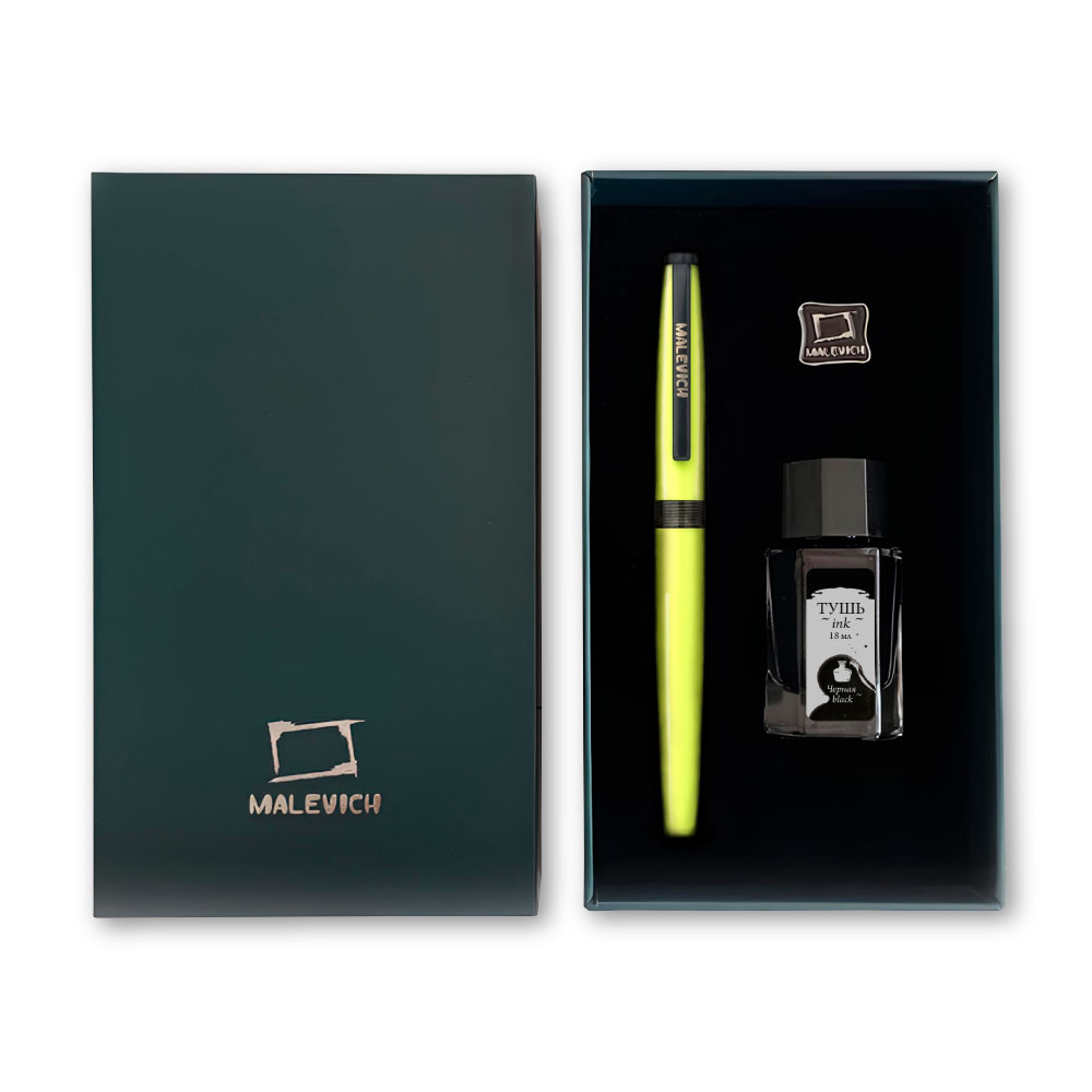 Набор Ручка перьевая Малевичъ с конвертером перо EF 04 мм тушь значок цвет зеленая мята 1070₽