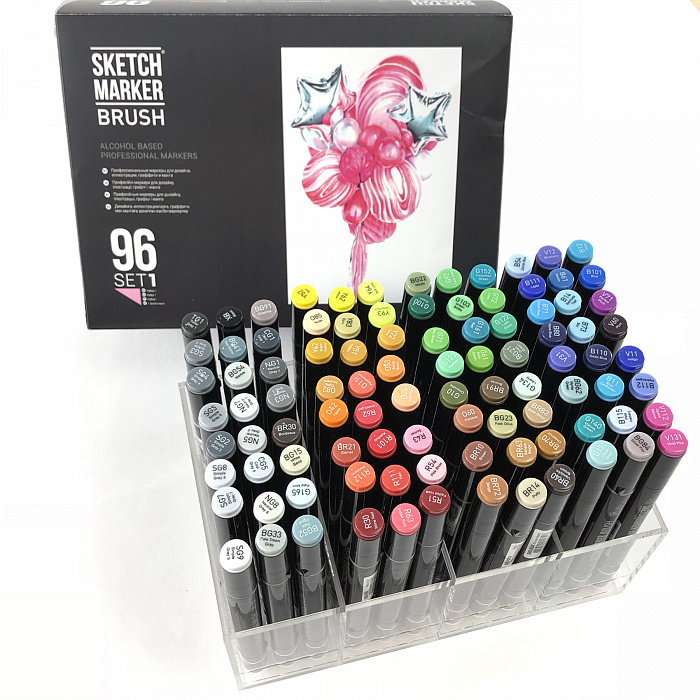 Набор маркеров Sketchmarker Brush 96 Set 1- (96 маркеров в пластиковом кейсе)