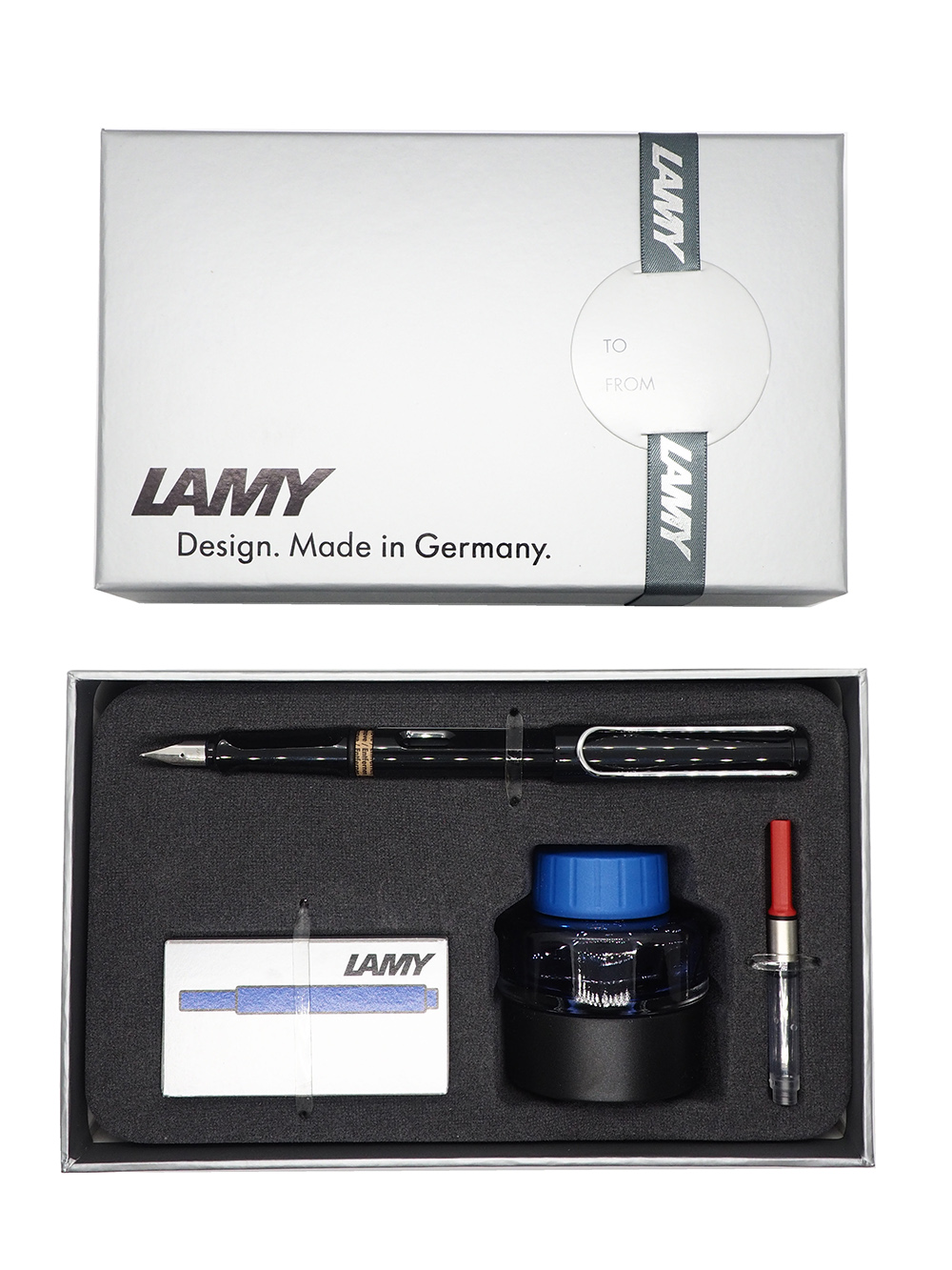 Набор ручка перьевая LAMY Safari, F корпус черный+ картридж синий+ чернила син. + конвертер ?Lamy-4000232/1608927 ?Lamy-4000232/1608927 - фото 1