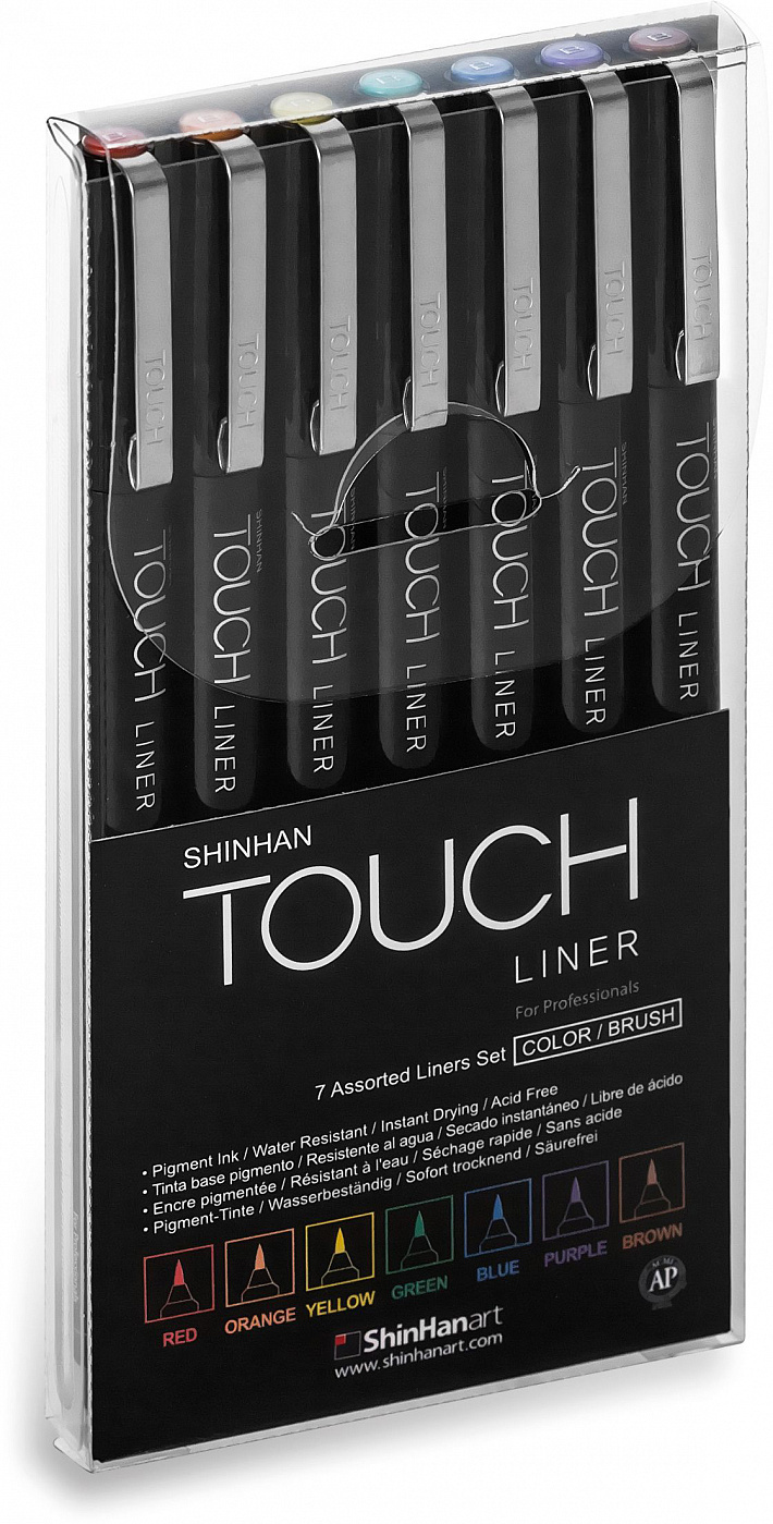 Набор линеров brush pen Touch Liner Brush 7 шт. цветные T-4305007 - фото 1