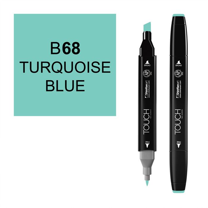 Маркер спиртовой Touch Twin цв. B68 турецкий голубой леттеринг бизнес на кончике пера